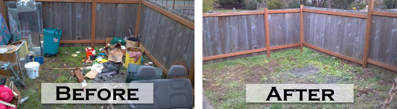 Before and after of junk cleanup. Mike & Dad's Hauling provides people in Beaverton with Junk Removal and Garbage Hauling services.