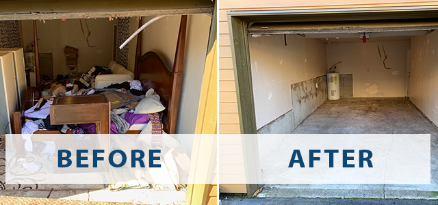 Before and after junk removal services. Mike & Dad's Hauling provides garage clean out services in Portland OR.