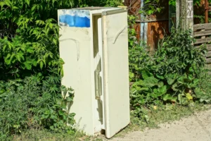 old freezer outside in a Portland OR neighborhood